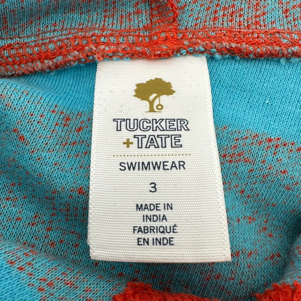 Tucker + Tate Kids Orange Blue Striped Terry Cloth Hooded Cover Up TT460263LB 3T